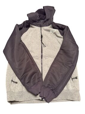 Fox Hooded Zip Jacket in Gray and Black large
